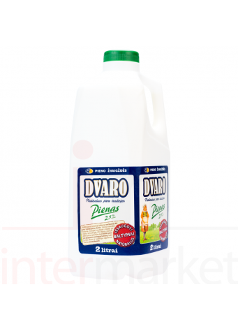 Pienas natūralus DVARO 2,5% rieb. 2L